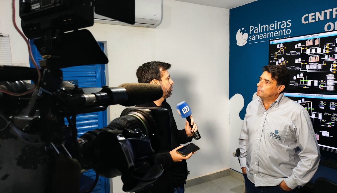 PALMEIRAS SANEAMENTO RECEBE EQUIPE DA RECORD TV PARA REPORTAGEM ESPECIAL SOBRE OBRA NA ETA DAVI